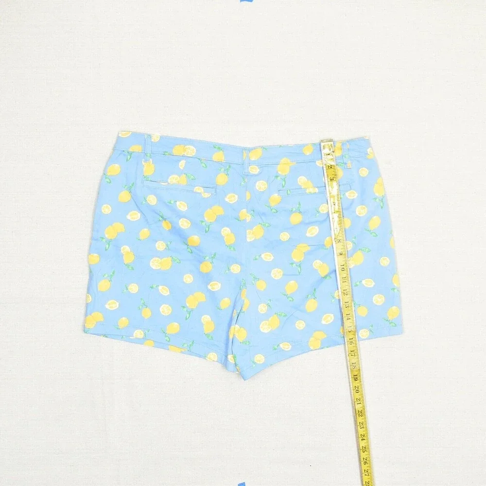 NEW St. John's Bay Women Chino Shorts Lemons Zip Cotton Blue Plus Size 20